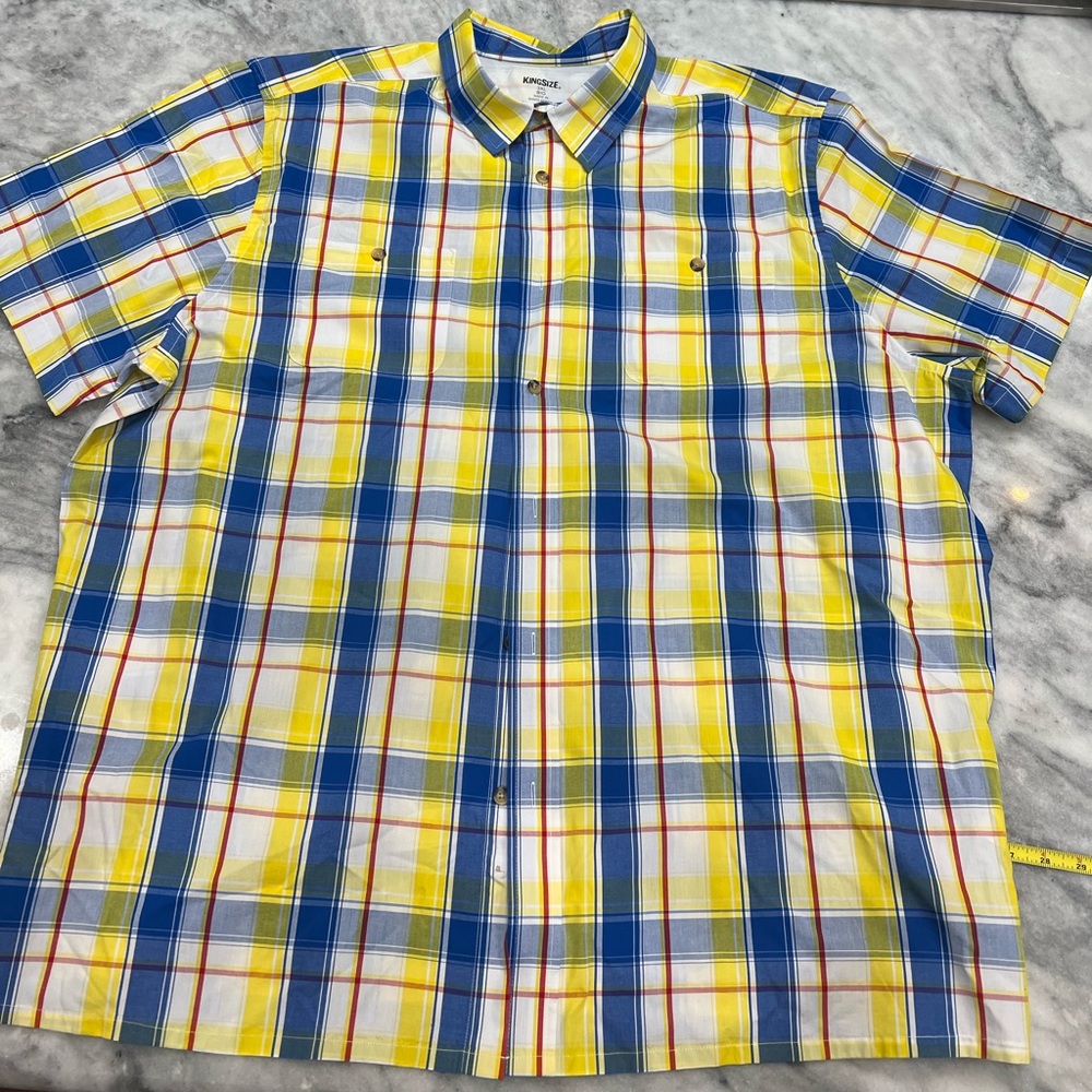 King Size short-sleeve sport button down shirt. 3XB